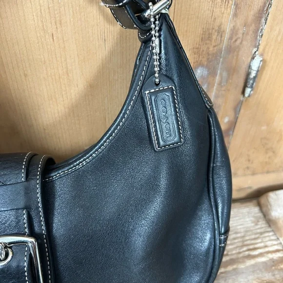 Coach Black Leather y2k Hobo with Buckle - Picture 3 of 7